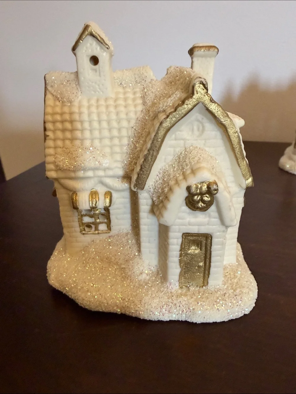 White Glitter Ceramic Holiday Village House Set - Brand